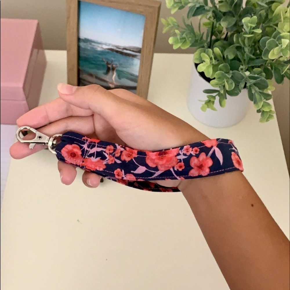 Poppy print acacia key chain